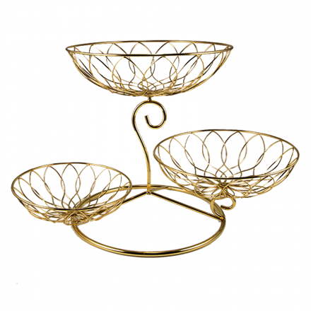 Three layer fruit basket metal