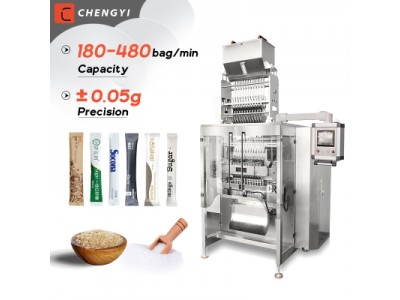 High Output 4 Lane 6 Lane Multi Lanes Sugar Stick Packing Machine For Sugar Pellet 3 in 1 coffee sug