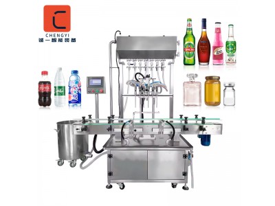 Multi Heads 6 Nozzles Liquid Filling Machine 250ml 1000ml Water Bottle Glass Plastic Bottle Sealing